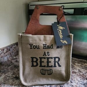 Mona B Canvas You Had Me At Beer Caddy Holder Bag 6 Pack